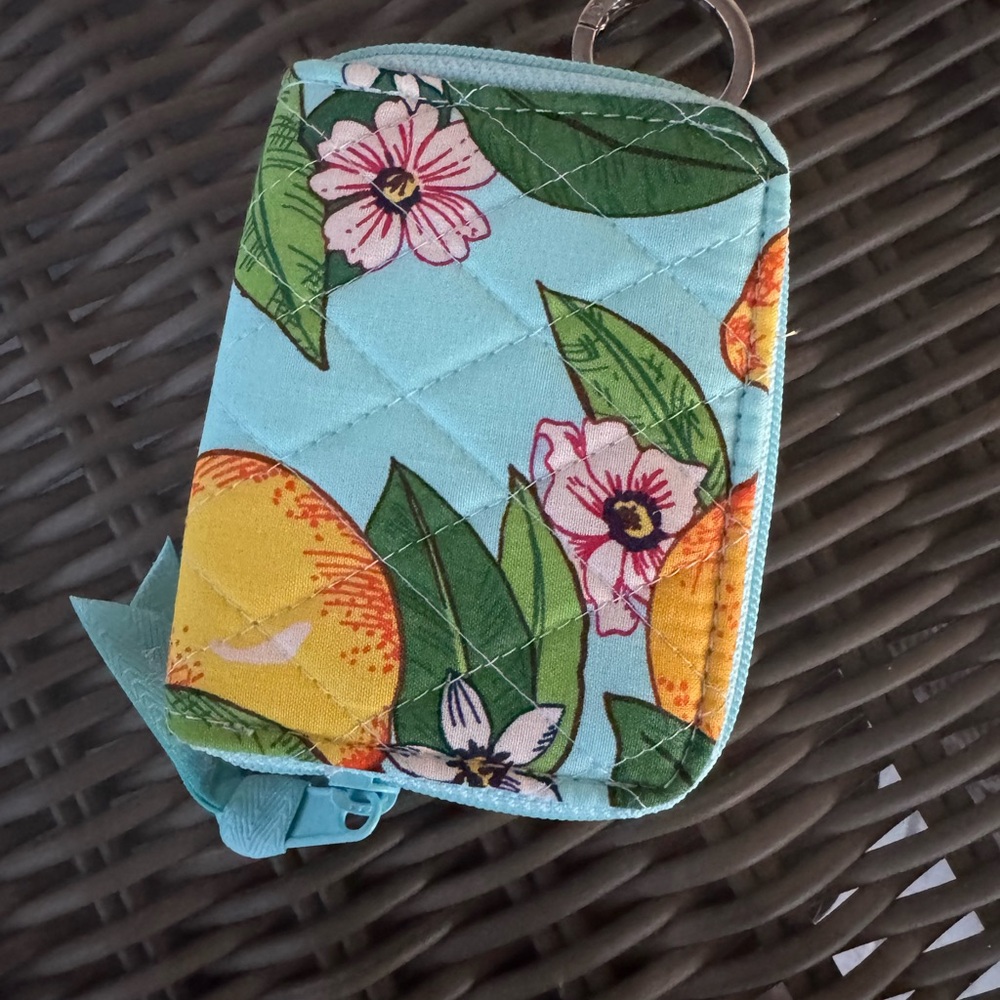 Vera Bradley Lemon Grove RFID Petite Zip-Around Wallet key chain